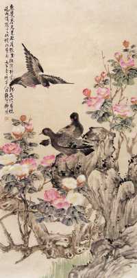柳滨 丙子（1936年）作 花鸟 立轴